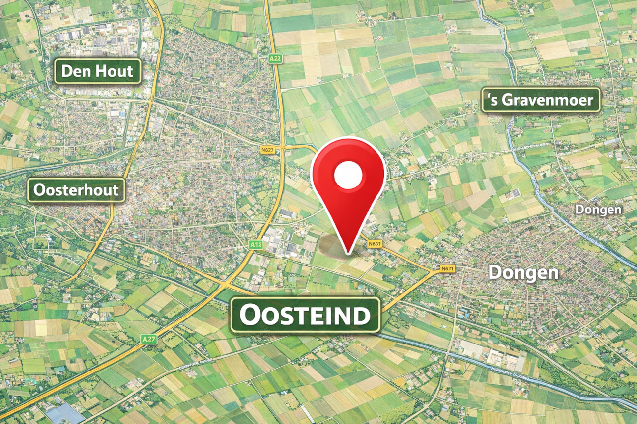 Kaart met locatie van Executesta in Oosteind (Provincialeweg 106)